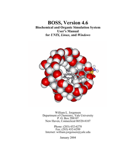 BOSS, Version 4.6 Biochemical and Organic Simulation System User’S Manual for UNIX, Linux, and Windows