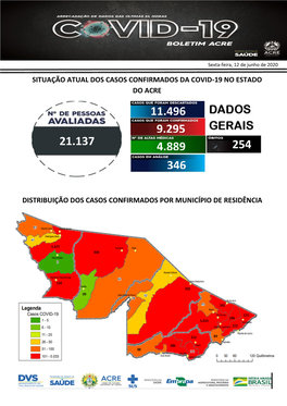 BOLETIM INFORMATIVO DIÁRIO SITUAÇÃO EPIDEMIOLÓGICA DA COVID-19 Sexta-Feira, 12 De Junho De 2020