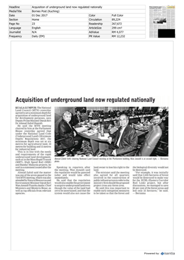 Acquisition of Underground Land Now Regulated Nationally