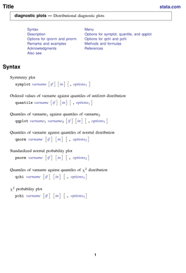 Diagnostic Plots — Distributional Diagnostic Plots