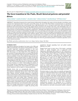 The Forest Transition in São Paulo, Brazil: Historical Patterns and Potential Drivers