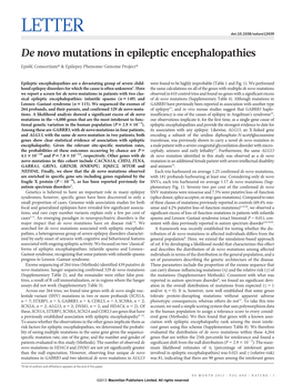 De Novo Mutations in Epileptic Encephalopathies