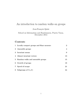 An Introduction to Random Walks on Groups