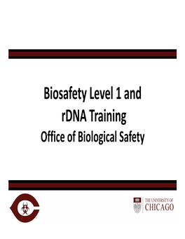 Biosafety Level 1 and Rdna Training