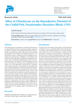 Research Article Effect of Chlordecone on The