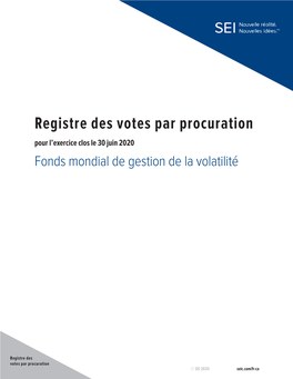 Registre Des Votes Par Procuration