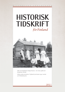 Historisk Tidskrift För Finland 2013:1 2013:1