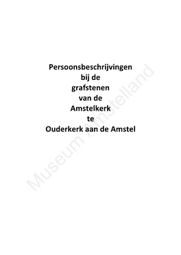 Persoonsbeschrijvingen Grafstenen Amstelkerk