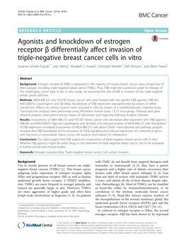 Agonists and Knockdown of Estrogen Receptor Β Differentially Affect