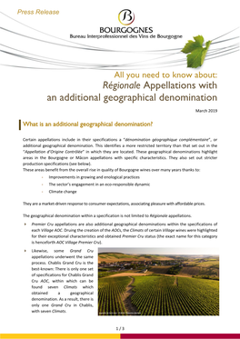 Press Release Bourgogne Régionale Appellations with an Additional