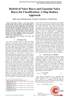 Hybrid of Naive Bayes and Gaussian Naive Bayes for Classification: a Map Reduce Approach