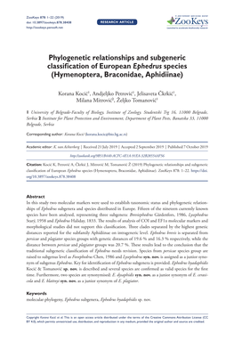 ﻿Phylogenetic Relationships and Subgeneric Classification of European