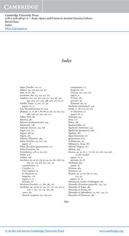 Cambridge University Press 978-1-108-48147-2 — Scale, Space and Canon in Ancient Literary Culture Reviel Netz Index More Information