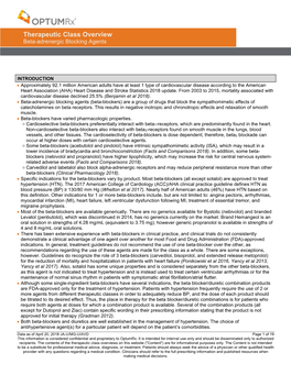 Therapeutic Class Overview Beta-Adrenergic Blocking Agents