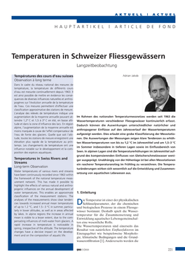Temperaturen in Schweizer Fliessgewässern Langzeitbeobachtung