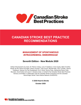 Canadian Stroke Best Practice Recommendations