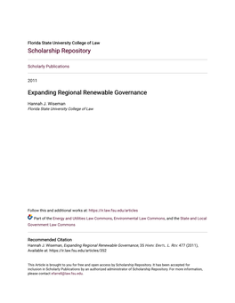 Expanding Regional Renewable Governance