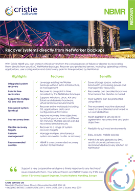 RECOVER Recover Systems Directly from Networker Backups