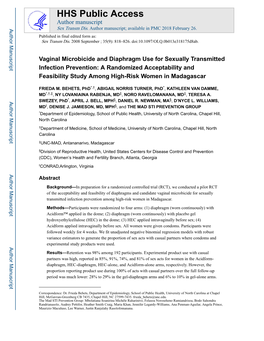 Vaginal Microbicide and Diaphragm Use for Sexually Transmitted