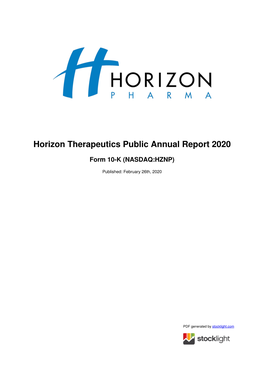 Horizon Therapeutics Public Annual Report 2020