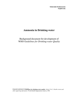 Ammonia in Drinking-Water