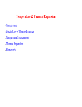 Temperature & Thermal Expansion