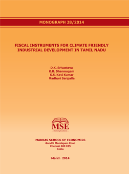 Fiscal Instruments for Climate Friendly Industrial Development in Tamil Nadu