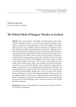 The Political Myth of Margaret Thatcher in Scotland