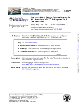 Cell Activation , Is Required for T Lck SH2 Domain of P56 Lad, An