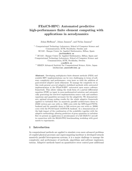 Fenics-HPC: Automated Predictive High-Performance Finite Element