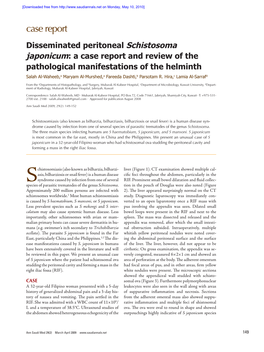 Disseminated Peritoneal Schistosoma Japonicum: a Case Report And