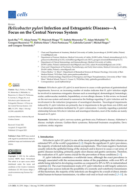 Helicobacter Pylori Infection and Extragastric Diseases—A Focus on the Central Nervous System