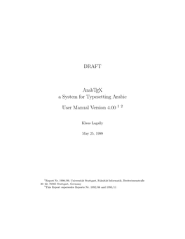 DRAFT Arabtex a System for Typesetting Arabic User Manual Version 4.00