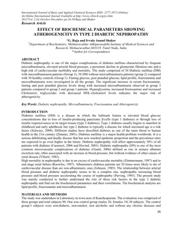 Effect of Biochemical Parameters Showing Atherogenicity in Type 2 Diabetic Nephropathy