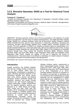 3.2.2. Shoreline Geometry: DSAS As a Tool for Historical Trend Analysis