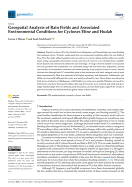Geospatial Analysis of Rain Fields and Associated Environmental Conditions for Cyclones Eline and Hudah