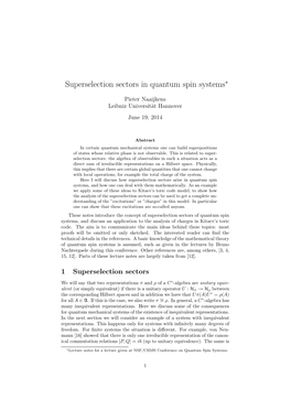 Superselection Sectors in Quantum Spin Systems∗