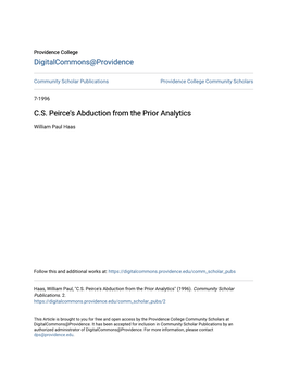 C.S. Peirce's Abduction from the Prior Analytics