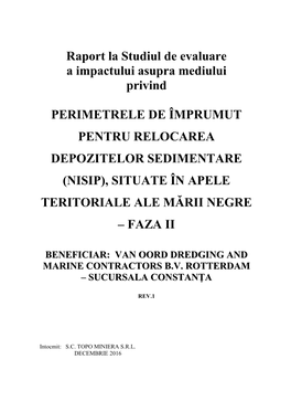 Raport La Studiul De Evaluare a Impactului Asupra Mediului Privind