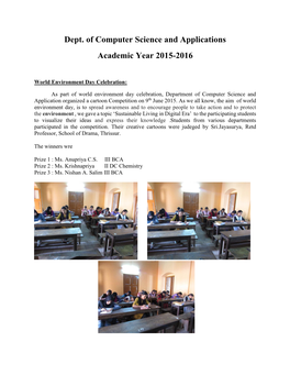 Dept. of Computer Science and Applications Academic Year 2015-2016
