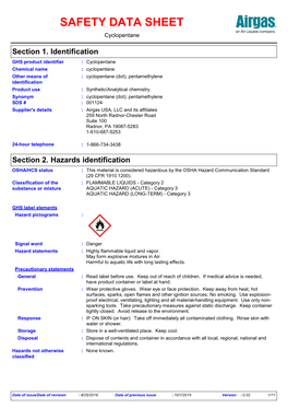 SAFETY DATA SHEET Cyclopentane