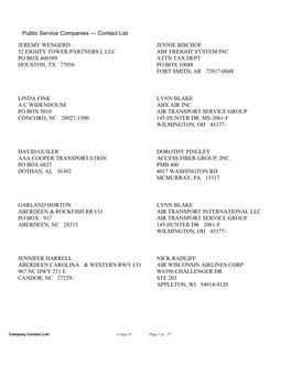 Public Service Companies --- Contact List JEREMY WENGERD JENNIE