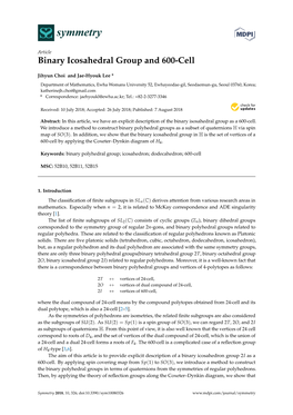 Binary Icosahedral Group and 600-Cell