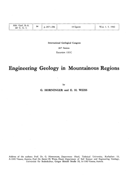 Engineering Geology in Mountainous Regions