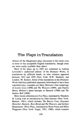 The Plays in Translation
