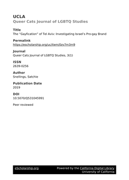 The “Gayfication” of Tel Aviv: Investigating Israel's Pro-Gay Brand