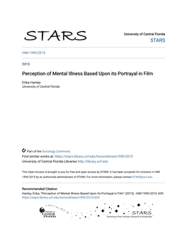 Perception of Mental Illness Based Upon Its Portrayal in Film