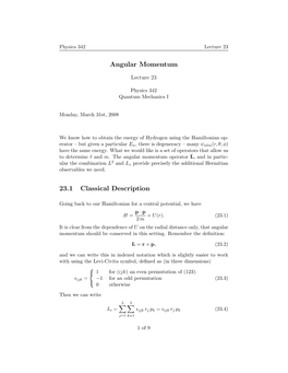 Angular Momentum 23.1 Classical Description