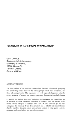 Flexibility in Hare Social Organization