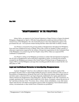 "Disappearances" in the Philippines